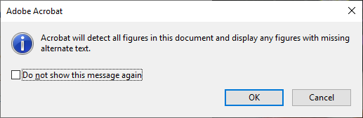 Adobe telling you that you will need to input alt text